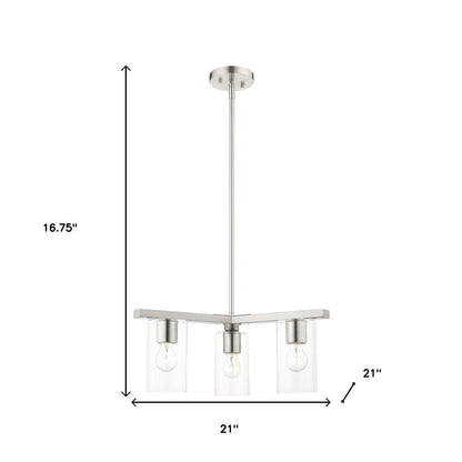 Nickel Three Light Metal Dimmable Chandelier With Shades HomeRoots