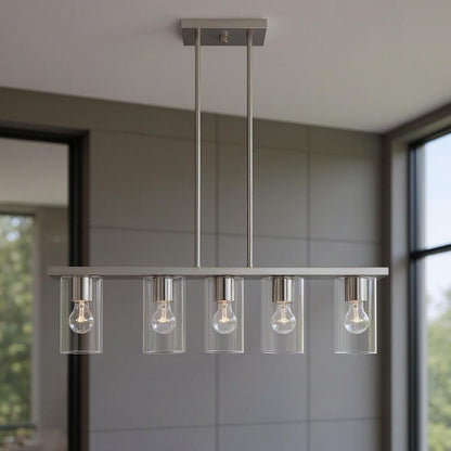 Nickel Four Light Metal Dimmable Chandelier With Shades HomeRoots