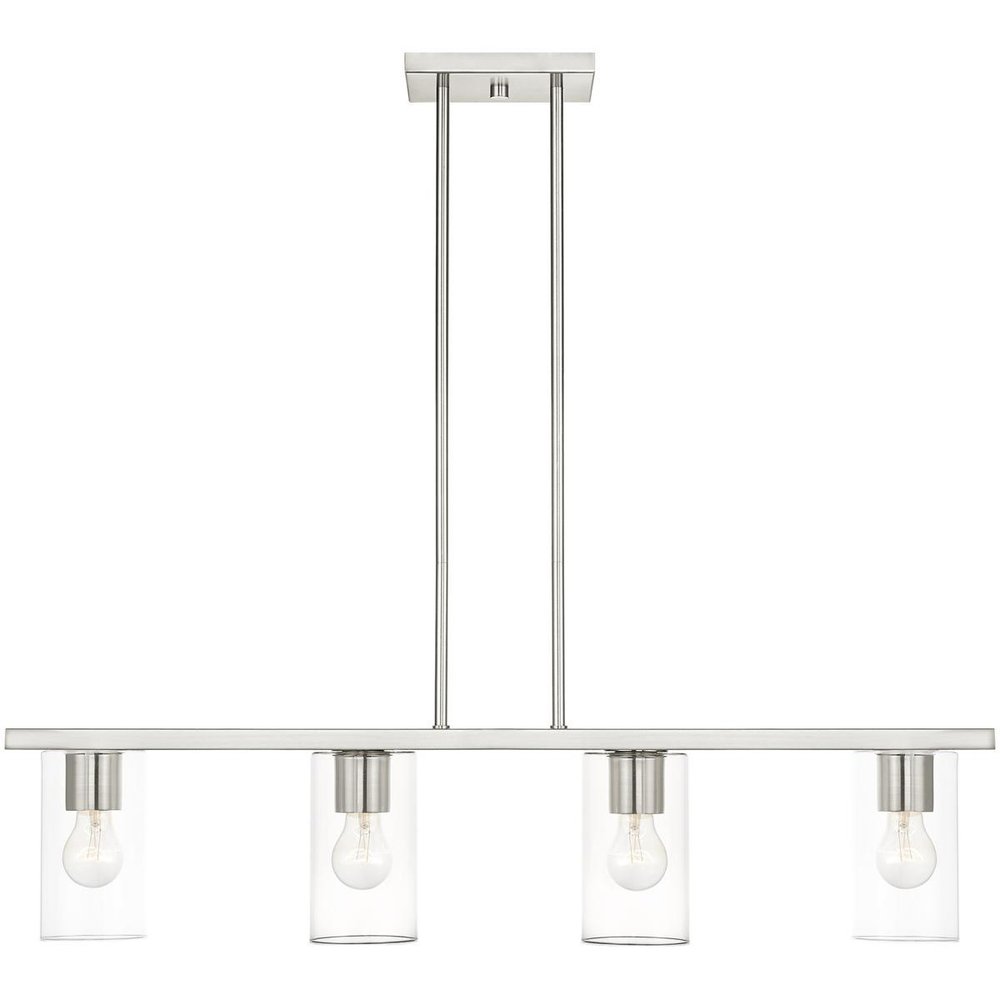 Nickel Four Light Metal Dimmable Chandelier With Shades HomeRoots