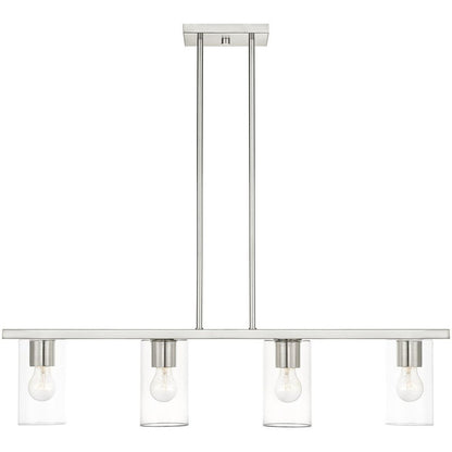 Nickel Four Light Metal Dimmable Chandelier With Shades HomeRoots