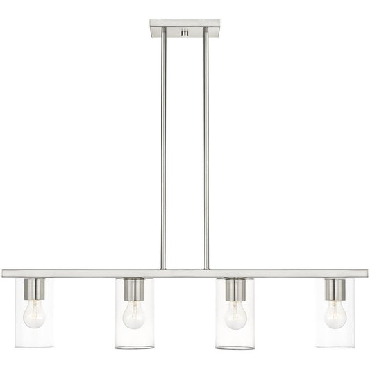 Nickel Four Light Metal Dimmable Chandelier With Shades HomeRoots