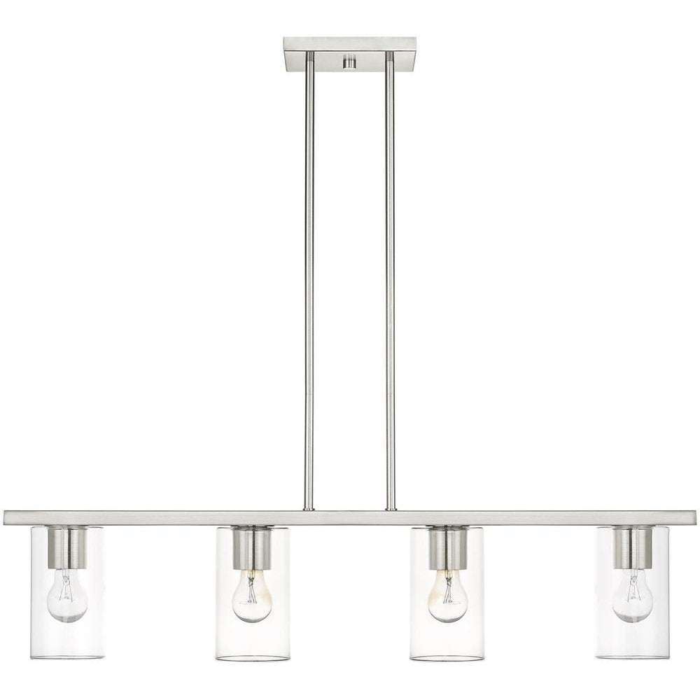 Nickel Four Light Metal Dimmable Chandelier With Shades HomeRoots