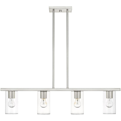 Nickel Four Light Metal Dimmable Chandelier With Shades HomeRoots