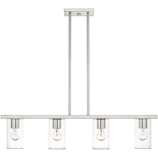 Nickel Four Light Metal Dimmable Chandelier With Shades HomeRoots