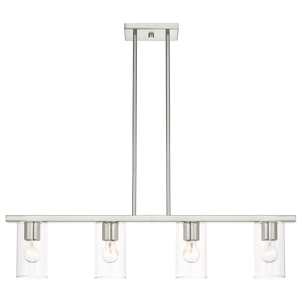 Nickel Four Light Metal Dimmable Chandelier With Shades HomeRoots
