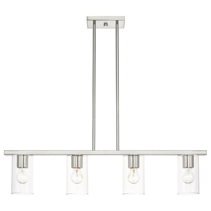 Nickel Four Light Metal Dimmable Chandelier With Shades HomeRoots