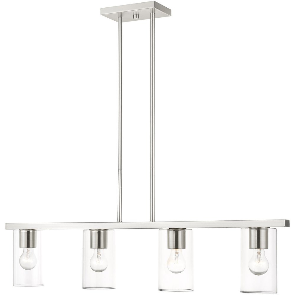 Nickel Four Light Metal Dimmable Chandelier With Shades HomeRoots