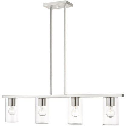 Nickel Four Light Metal Dimmable Chandelier With Shades HomeRoots