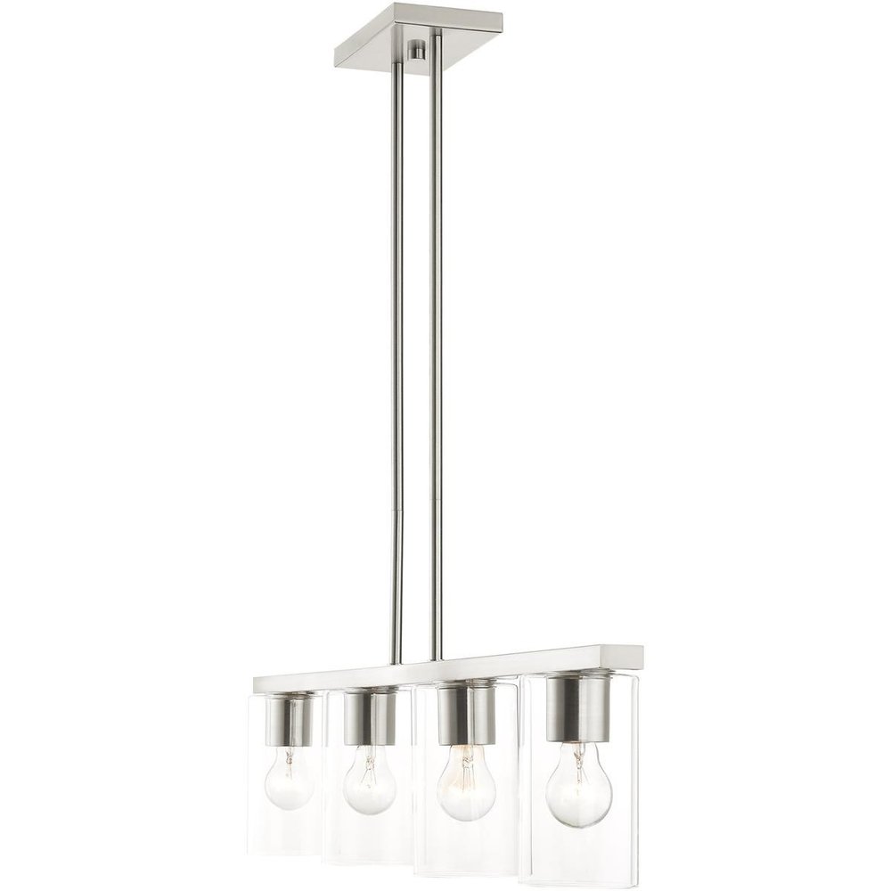Nickel Four Light Metal Dimmable Chandelier With Shades HomeRoots