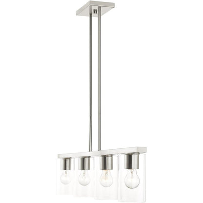 Nickel Four Light Metal Dimmable Chandelier With Shades HomeRoots