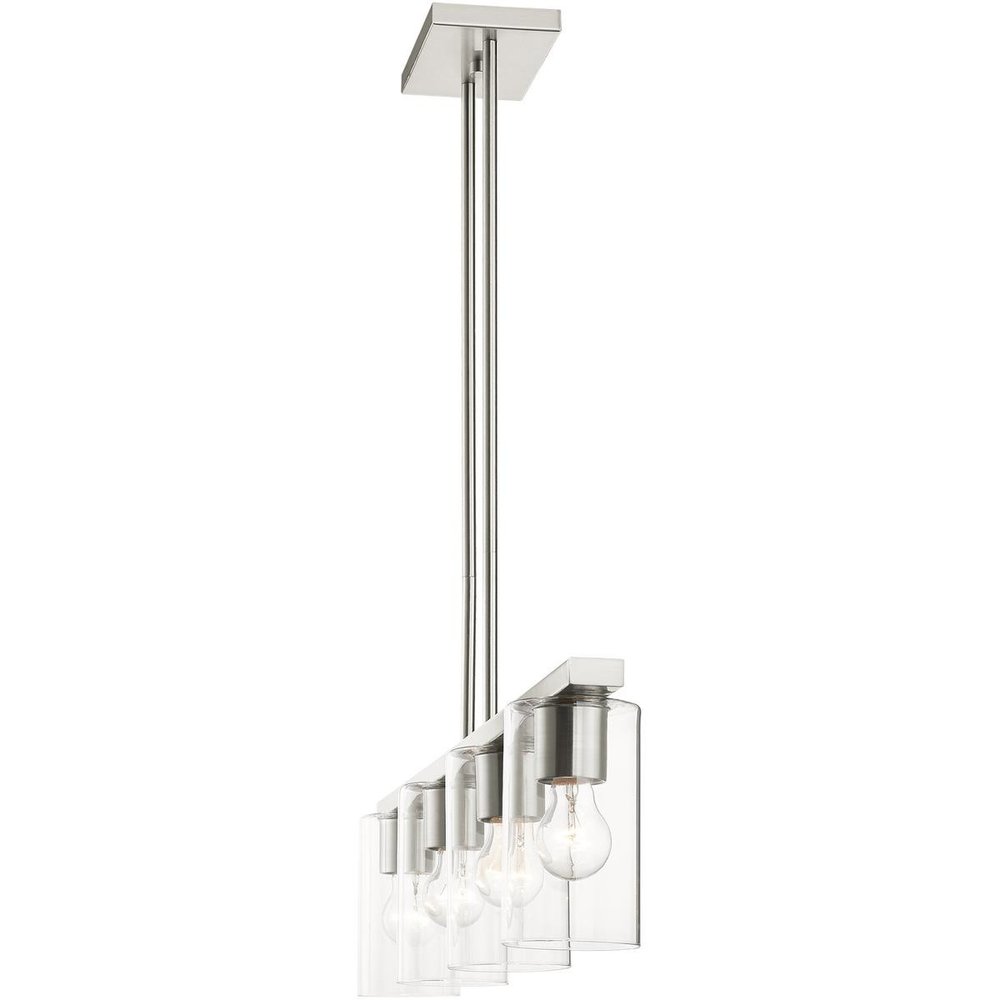 Nickel Four Light Metal Dimmable Chandelier With Shades HomeRoots