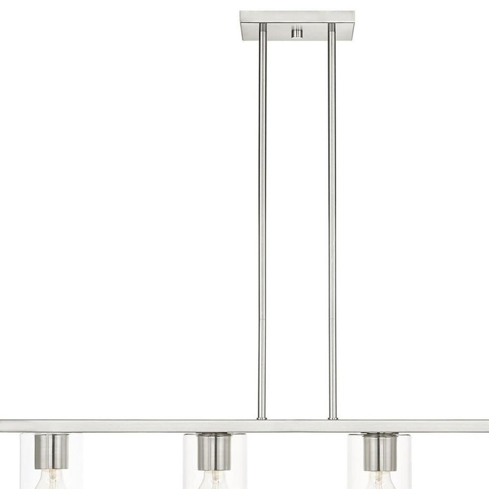 Nickel Four Light Metal Dimmable Chandelier With Shades HomeRoots