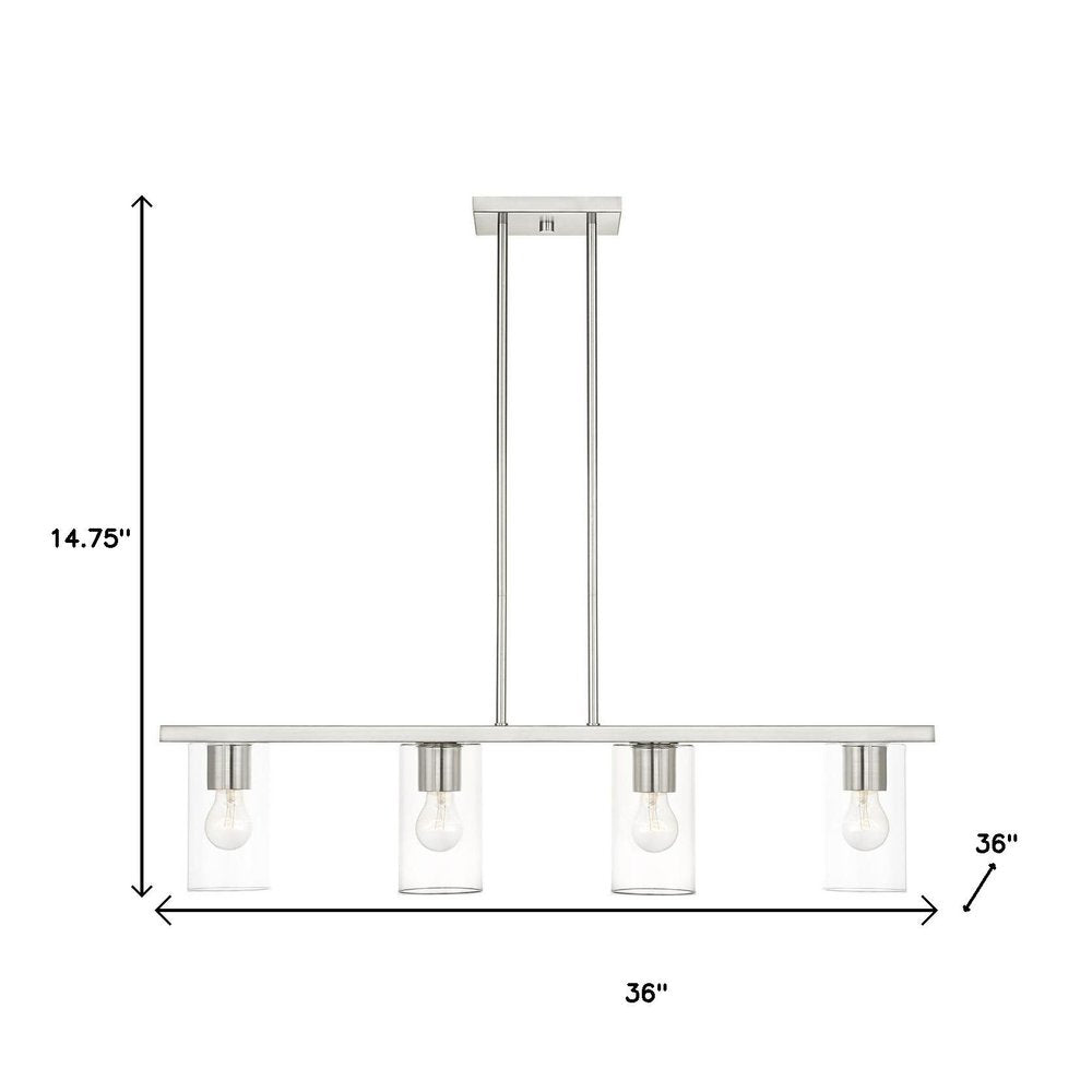 Nickel Four Light Metal Dimmable Chandelier With Shades HomeRoots