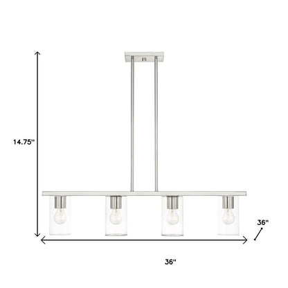 Nickel Four Light Metal Dimmable Chandelier With Shades HomeRoots