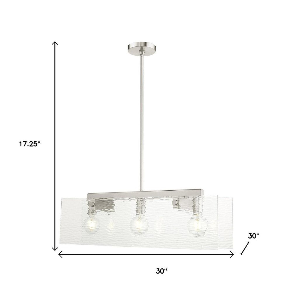 Nickel Three Light Metal Dimmable Chandelier With Shades HomeRoots