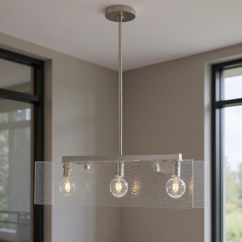 Nickel Three Light Metal Dimmable Chandelier With Shades HomeRoots