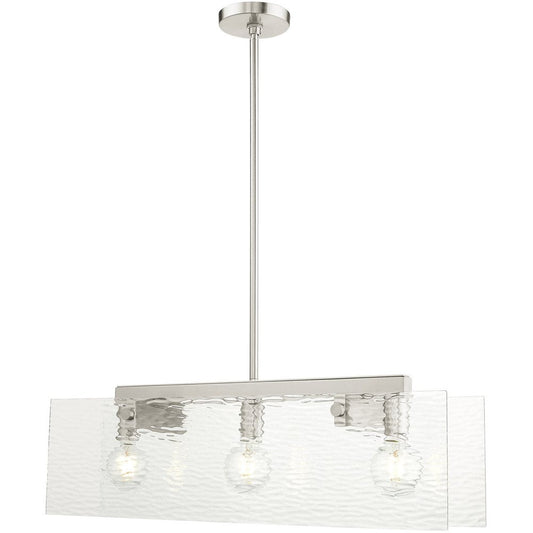 Nickel Three Light Metal Dimmable Chandelier With Shades HomeRoots