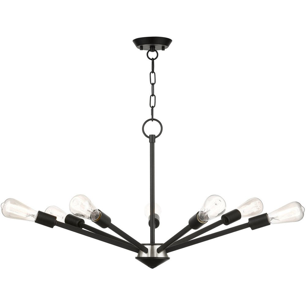 Black Seven Light Metal Dimmable Chandelier With Shades HomeRoots