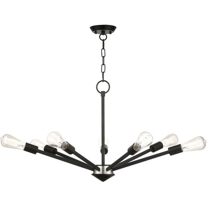 Black Seven Light Metal Dimmable Chandelier With Shades HomeRoots