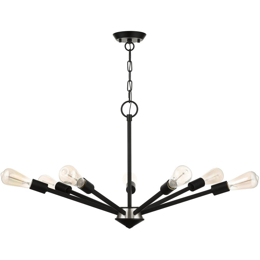 Black Seven Light Metal Dimmable Chandelier With Shades HomeRoots