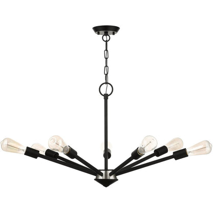 Black Seven Light Metal Dimmable Chandelier With Shades HomeRoots