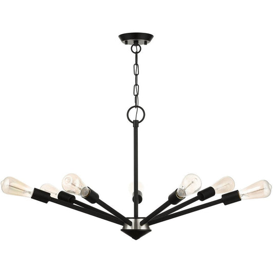 Black Seven Light Metal Dimmable Chandelier With Shades HomeRoots