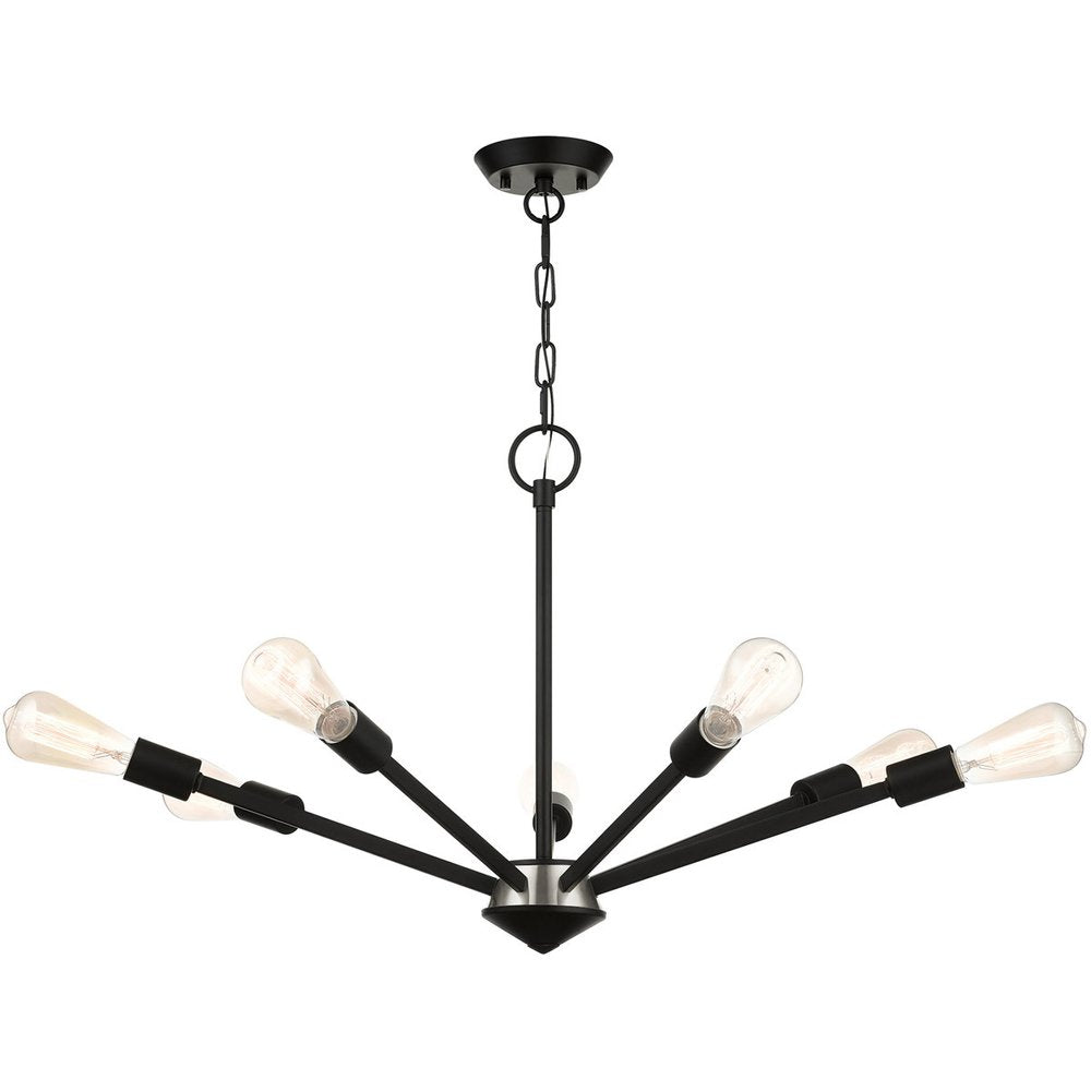 Black Seven Light Metal Dimmable Chandelier With Shades HomeRoots