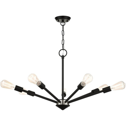 Black Seven Light Metal Dimmable Chandelier With Shades HomeRoots