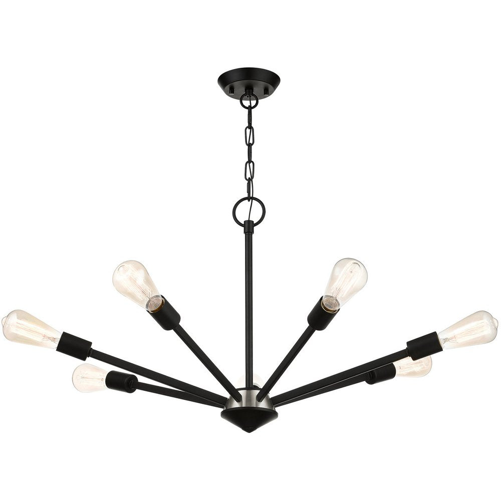 Black Seven Light Metal Dimmable Chandelier With Shades HomeRoots