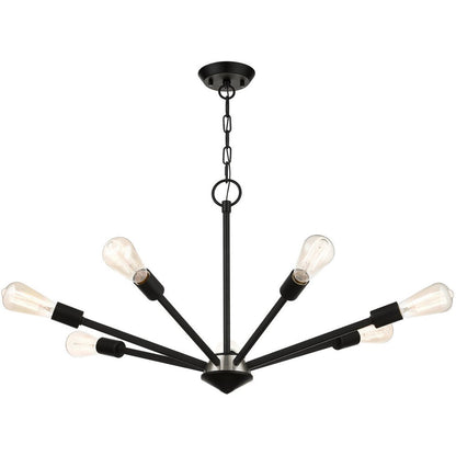 Black Seven Light Metal Dimmable Chandelier With Shades HomeRoots