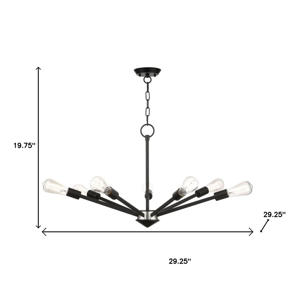 Black Seven Light Metal Dimmable Chandelier With Shades HomeRoots