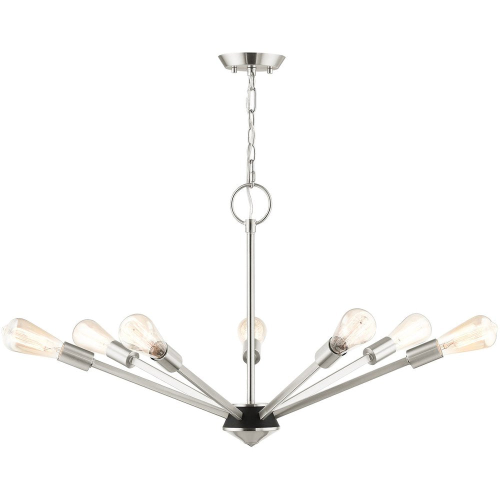Nickel Seven Light Metal Dimmable Chandelier With Shades HomeRoots