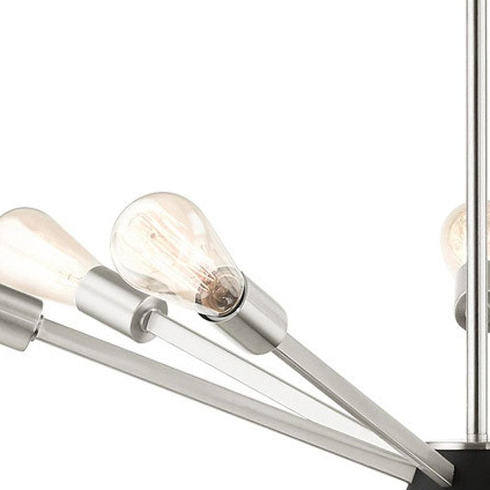 Nickel Seven Light Metal Dimmable Chandelier With Shades HomeRoots