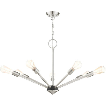 Nickel Seven Light Metal Dimmable Chandelier With Shades HomeRoots