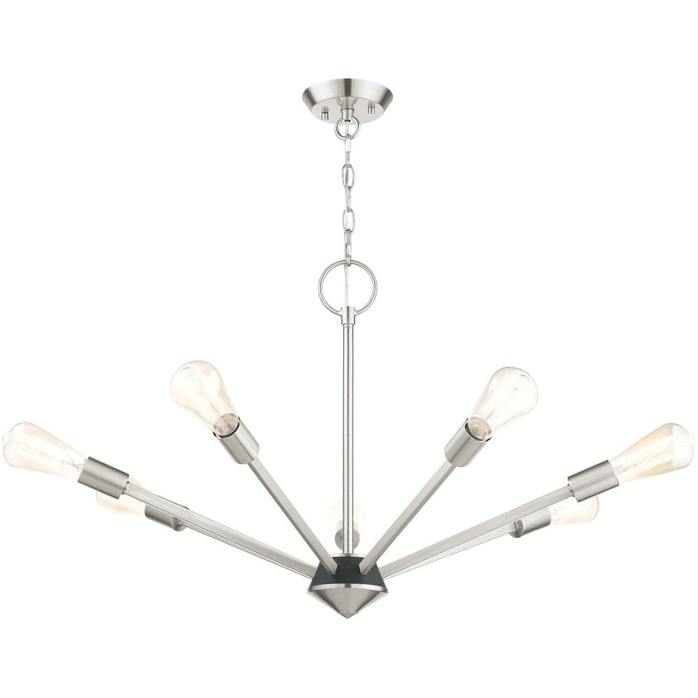Nickel Seven Light Metal Dimmable Chandelier With Shades HomeRoots