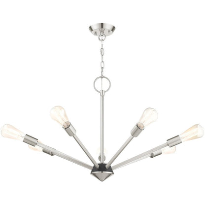 Nickel Seven Light Metal Dimmable Chandelier With Shades HomeRoots