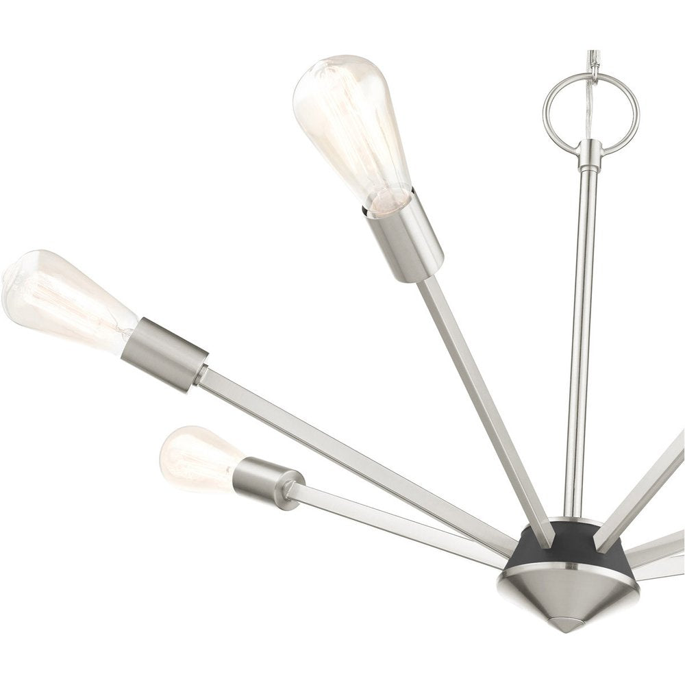 Nickel Seven Light Metal Dimmable Chandelier With Shades HomeRoots