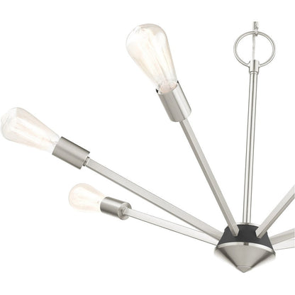 Nickel Seven Light Metal Dimmable Chandelier With Shades HomeRoots