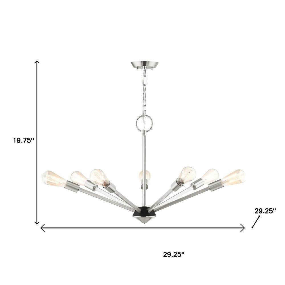 Nickel Seven Light Metal Dimmable Chandelier With Shades HomeRoots