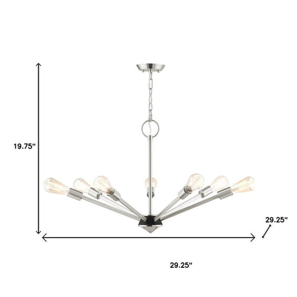 Nickel Seven Light Metal Dimmable Chandelier With Shades HomeRoots