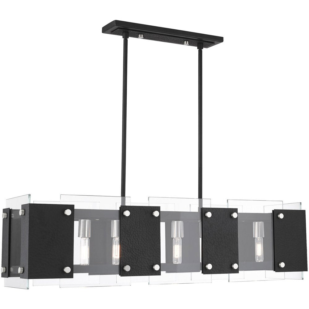 Black Eight Light Metal Dimmable Chandelier With Shades HomeRoots