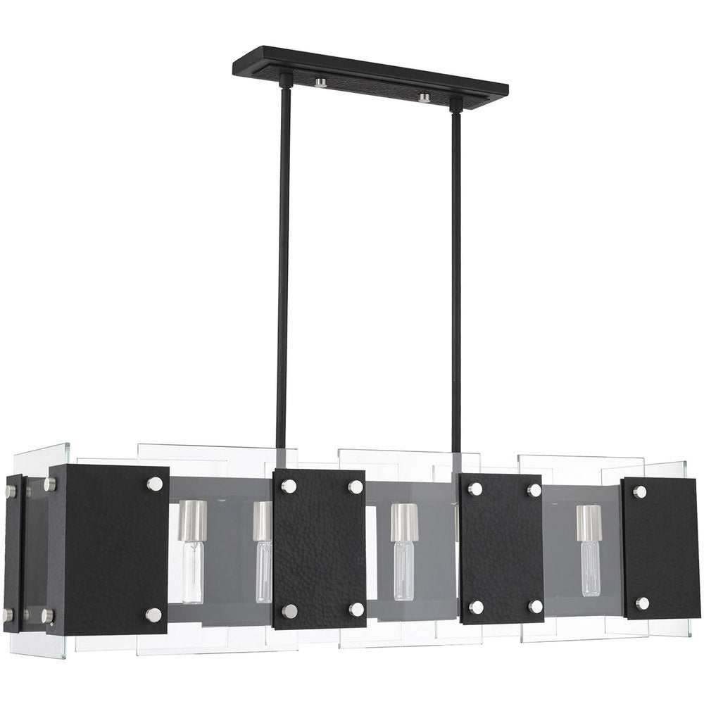 Black Eight Light Metal Dimmable Chandelier With Shades HomeRoots