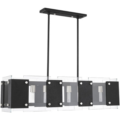 Black Eight Light Metal Dimmable Chandelier With Shades HomeRoots