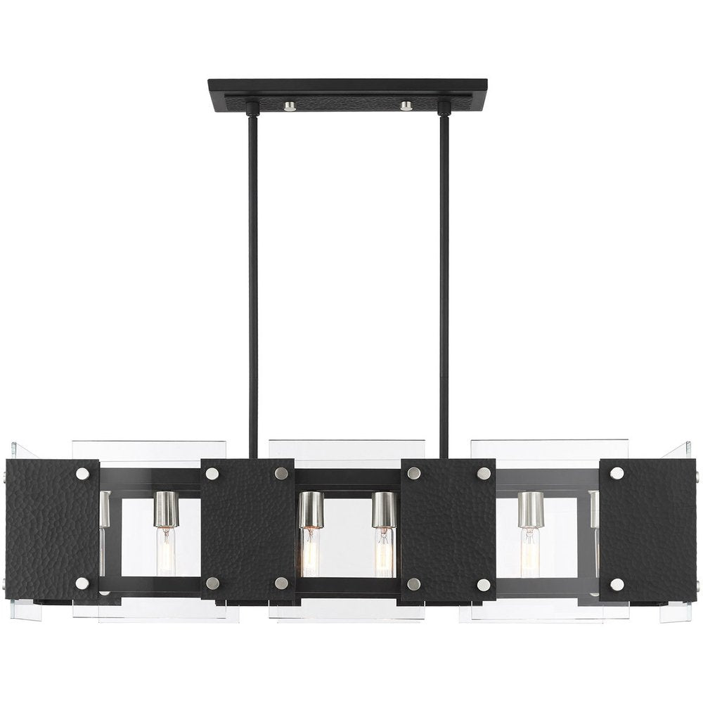 Black Eight Light Metal Dimmable Chandelier With Shades HomeRoots