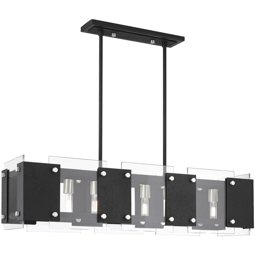 Black Eight Light Metal Dimmable Chandelier With Shades HomeRoots