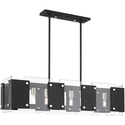 Black Eight Light Metal Dimmable Chandelier With Shades HomeRoots