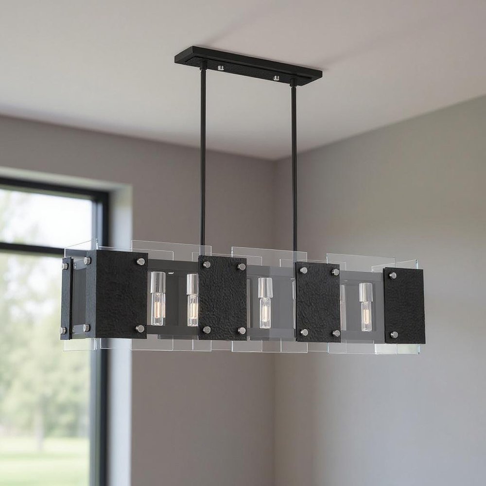 Black Eight Light Metal Dimmable Chandelier With Shades HomeRoots