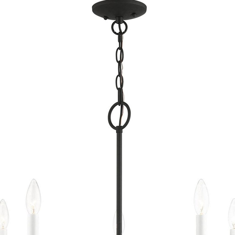 Black Five Light Metal Dimmable Chandelier With Shades HomeRoots