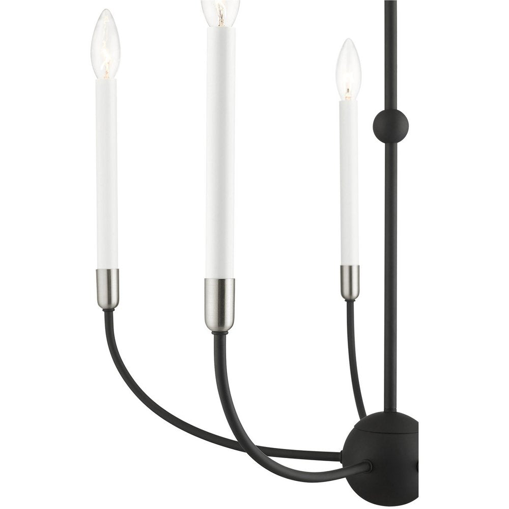 Black Five Light Metal Dimmable Chandelier With Shades HomeRoots