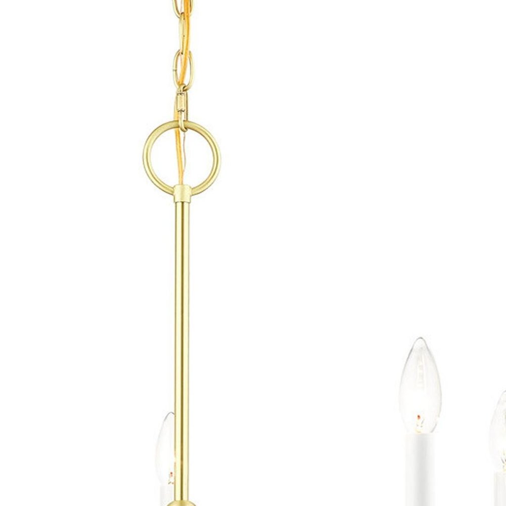 Brass Five Light Metal Dimmable Chandelier With Shades HomeRoots